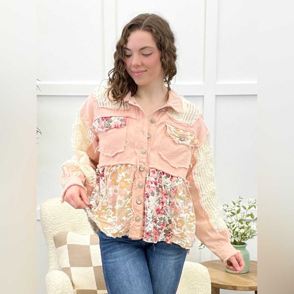 POL NWT Floral Patchwork Button-Up Jacket NWT - image 1